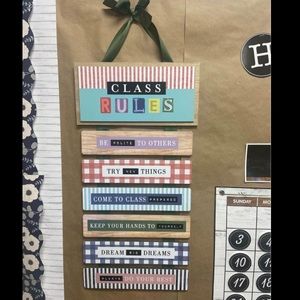 Wooden classroom rules sign